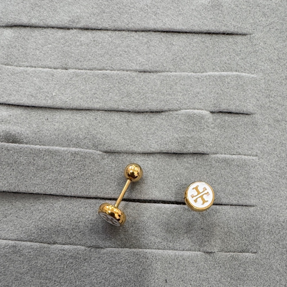 Gold Logo Stud Earrings